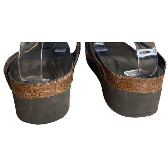 Donald J. Pliner Wedge Sandals Size 8 Penny Blue Beaded Leather Thong T Strap - Picture 8 of 13